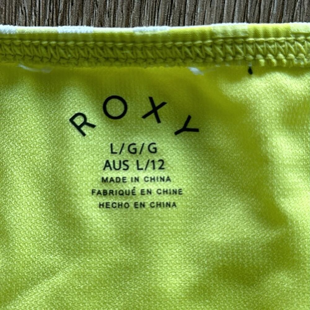 Roxy Beautiful Sun Full Coverage Bikini Bottom Yellow & White Gingham Large - Picture 2 of 4